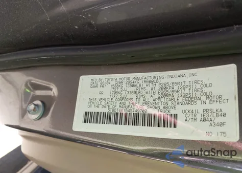2004 Toyota Tundra Limited V8 z USA, uszkodzony, nr VIN 5TBDT48154S449702